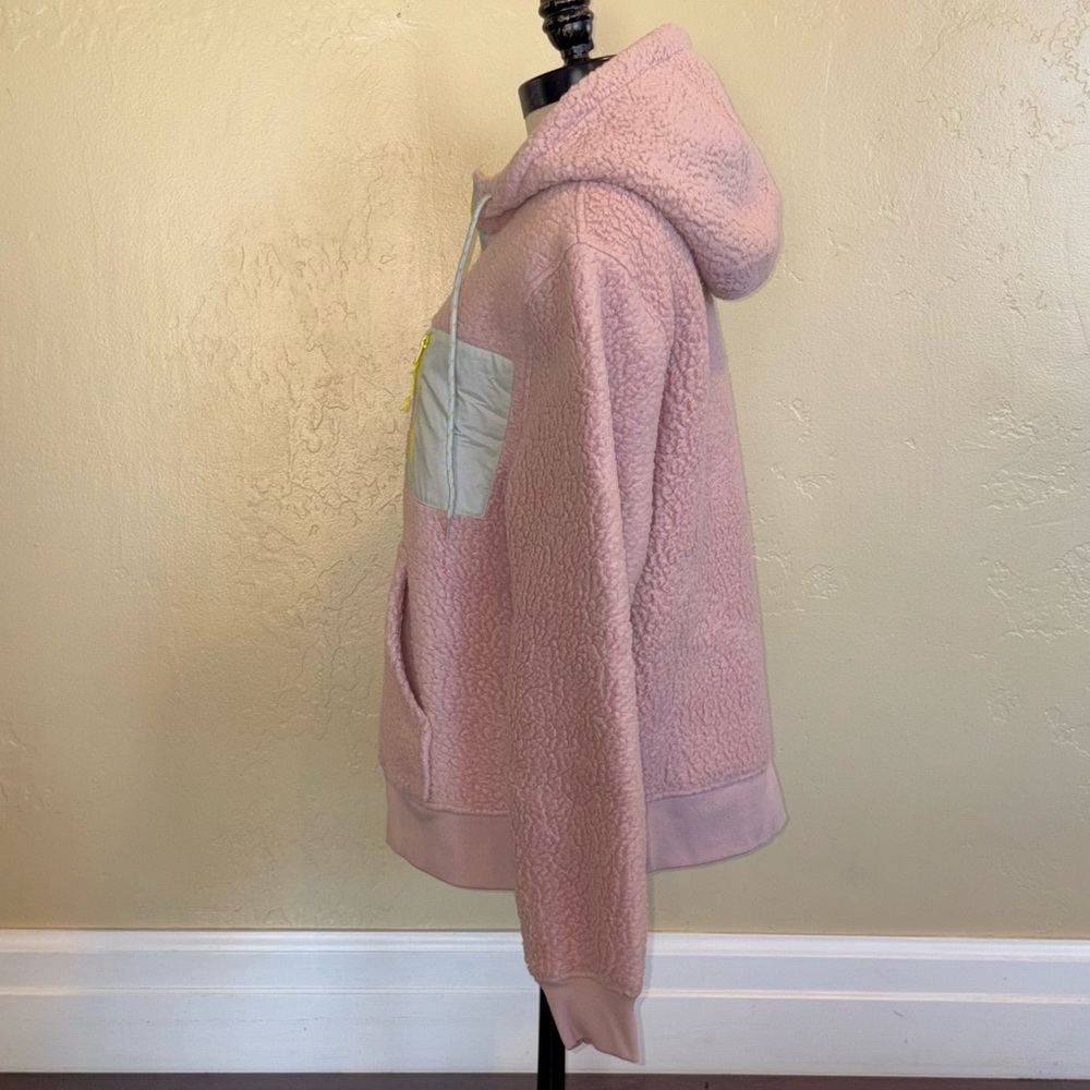 J Crew Polartec® Sherpa Vintage Fleece Half-Zip Hoodie Dark Mauve Size Medium - Picture 2 of 11